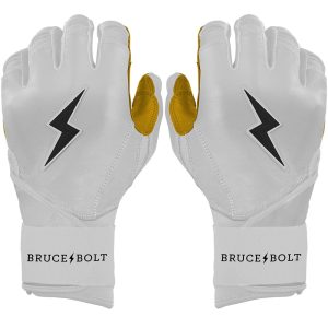 BRUCE BOLT Premium Pro Cabretta Leather White Batting Gloves