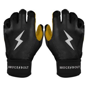BRUCE BOLT Premium Pro Cabretta Leather Black Batting Gloves