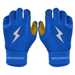 BRUCE BOLT Premium Pro Cabretta Leather Blue Batting Gloves