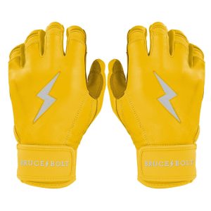 BRUCE BOLT Premium Pro Cabretta Leather Yellow Batting Gloves